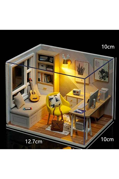 Choice مجموعة بناء بيت الدمى الخشبي ثلاثي الأبعاد QT-007-B مع غطاء، تتضمن أثا...
