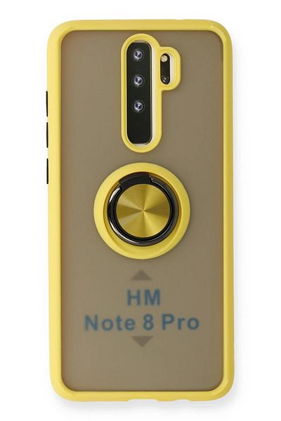 CepteToptan حافظة هاتف Xiaomi Redmi Note 8 Pro من السيليكون مع حلقة مونتريال - أصفر - MKİ4626-7207