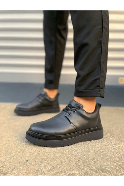 Zerenyus Jyx03 Luxor Lace-Up Thick Sole Men's Sports Classic Shoes - Black