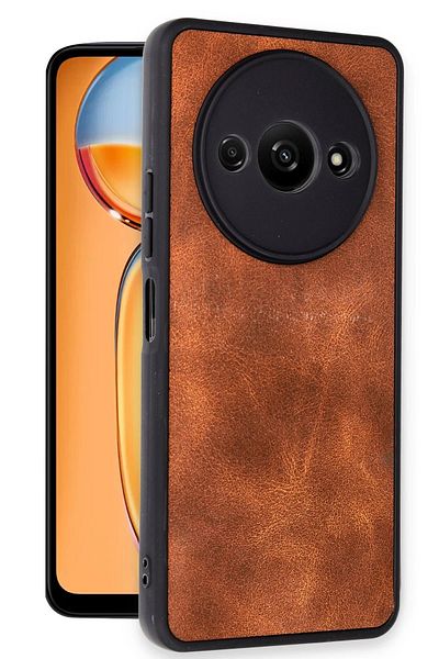 CepteToptan غطاء حماية جلدي من Xiaomi Redmi A3 4G - أسمر - MKİ3670-2392