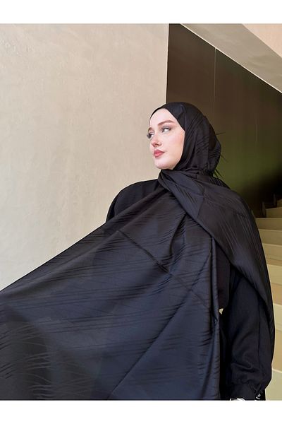 hijabchi Μοτίβο γραμμής με μεταξένιο σάλι ζακάρ -