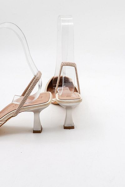 Park Moda Stoned Women's Heeled Shoes Pm474 K113 Skin Satin Rose Stone