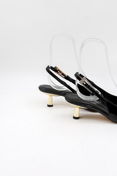 Park Moda Women's Pointed Toe Flat Patternless Thin Slingback Patent Leather Shoes Pm439 Black Patent Leather