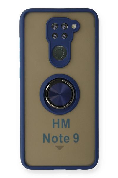 CepteToptan حافظة هاتف Xiaomi Redmi Note 9 من السيليكون مع حلقة مونتريال - أزرق داكن - MKİ3660-1348