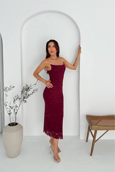 Neşeli Butik Women's Body Fitting Midi Length Tulle Dress Nbk060