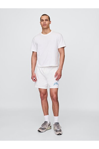 GAP Erkek Beyaz Relaxed Logo Grafik Şort