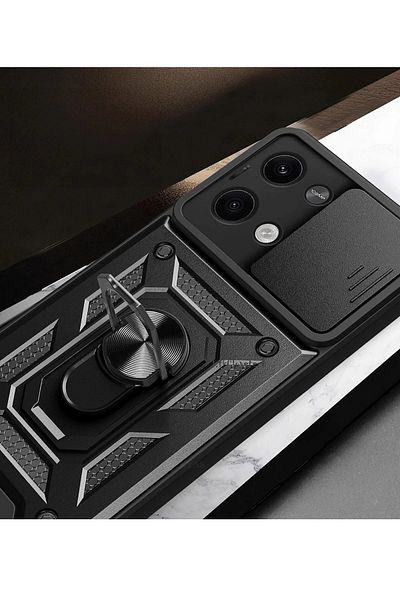 CepteToptan حافظة هاتف Xiaomi Poco X6 من السيليكون مع حلقة عدسة Pars - أحمر - MKİ5820-4492