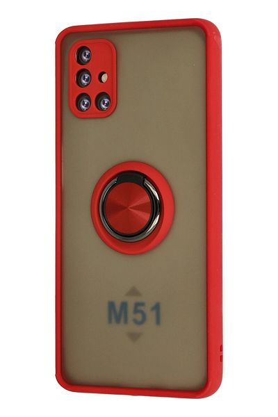 CepteToptan سامسونج جالاكسي M51 حافظة مونتريال سيليكون مع حلقة - أحمر - MKİ4614-2162