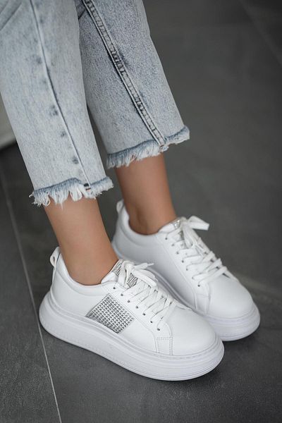 Parponi Lima Women's Stone Leather Sneakers White