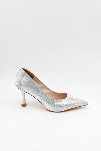Park Moda Classic Heeled Women's Shoes Pm309 Silver