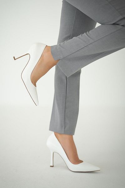 Parponi Nell Thin Heeled Leather Stiletto White
