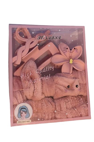 OEM Skincare Set – 6 pieces: plush headband, 2 absorbent bandanas, 3 silicone hair clips