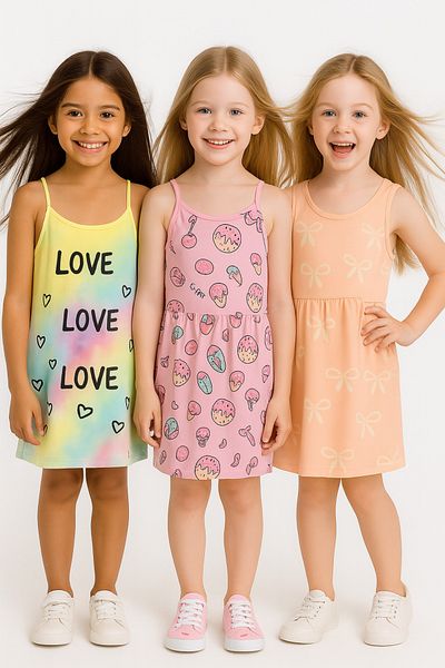minitrends 3 Pieces 3-Piece Printed Lycra Girl's Dress