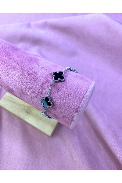 AYZENA Van Cleef Clover Model Silver - Black Bracelet