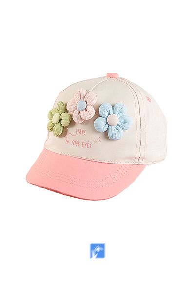 Kardelen Butik Denizli 100% Cotton Flower Detail Girl's Hat (Age 1-3) (Size 48-50 cm)