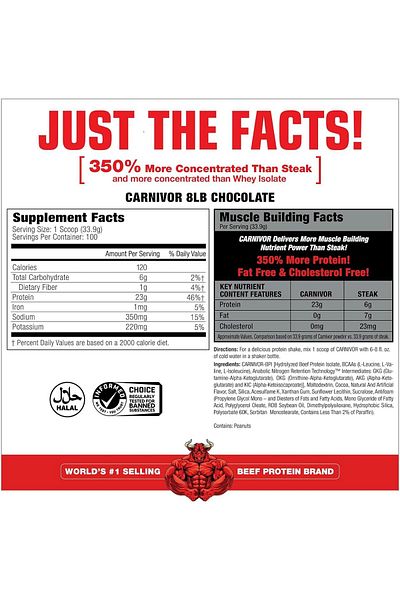 MuscleMeds Carnivor, Beef Protein Isolate, 7.47 lbs, Chocolate, 100 Servings