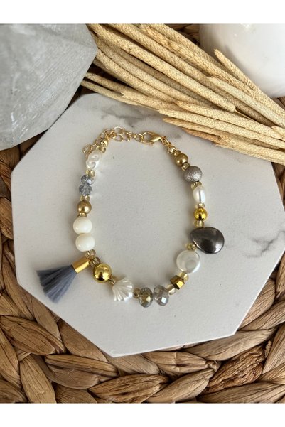 HALHALMILL Gray Tassel Detailed Design Bracelet