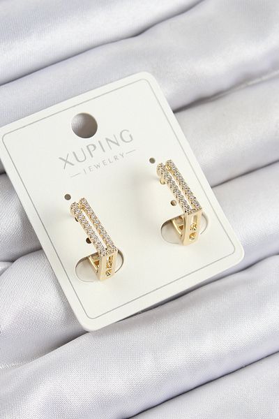 SeyCey.co Xuping Zircon Stone Rectangle Model Gold Color Women's Earrings