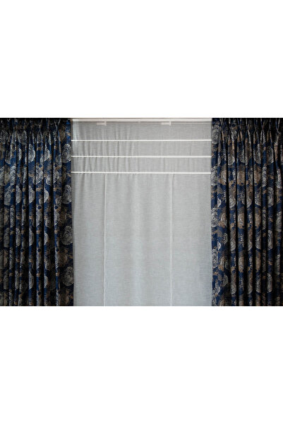 DİLETTO Modern Linen Folded Tulle Curtain (Non-Wrinkle / Cornice Compatible / Mounting Materials Included)