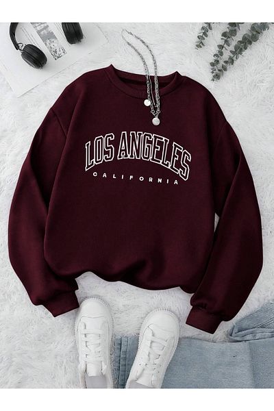 COHERENT Unisex Women/Men Los Angeles Custom Colorful Oversize Crew Neck Cotton Sweatshirt