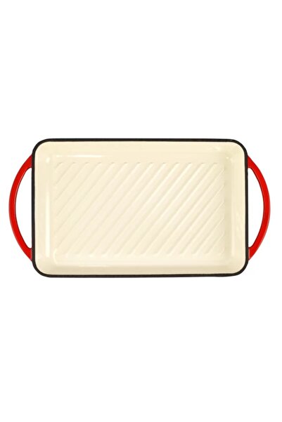 Perfect Home Grill tray with enameled cast iron handles 33x21.5x3 cm, Perfect Home 55010, red