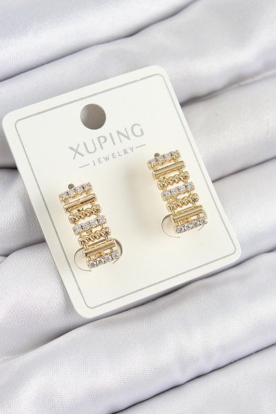 SeyCey.co Xuping Zircon Stone Rectangle Model Gold Color Women's Earrings