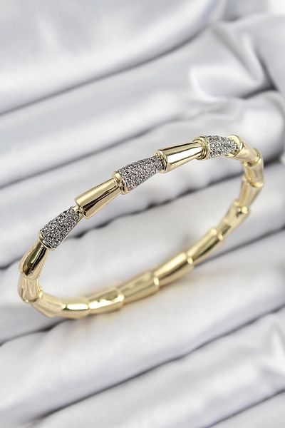 SeyCey.co Brass Zircon Stone Bone Model Gold Color Vip Women's Bracelet