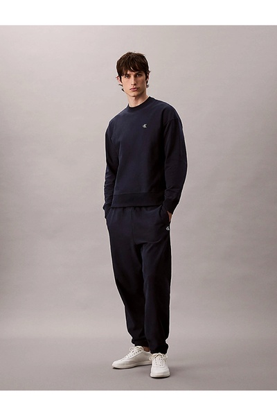 Calvin Klein Jeans Premıum Terry Monogram Jogger Erkek Mavi Eşofman Altı Lv04...
