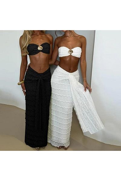 pink life Black Sydney Seashell Lace Skirt Double Suit