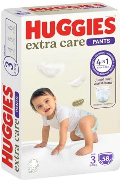 Huggies Extra Care Pants Size 3, 58 Diapers - Large Pack