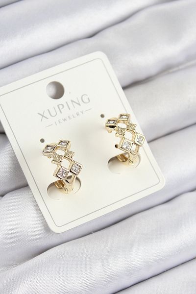 SeyCey.co Xuping Zircon Stone Baklava Model Gold Color Women's Earrings