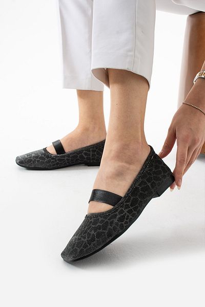Mepa Ayakkabı Ahmy Single Strap Elastic Daily Black Women's Ballerinas