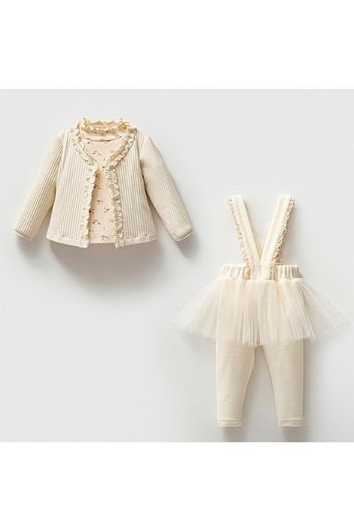 NoyNoy Baby Noynoy Girl's Ruffle Jacket 3-Piece Set
