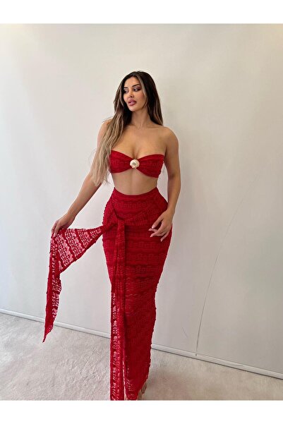 pink life Red Sydney Seashell Lace Skirt Double Dress