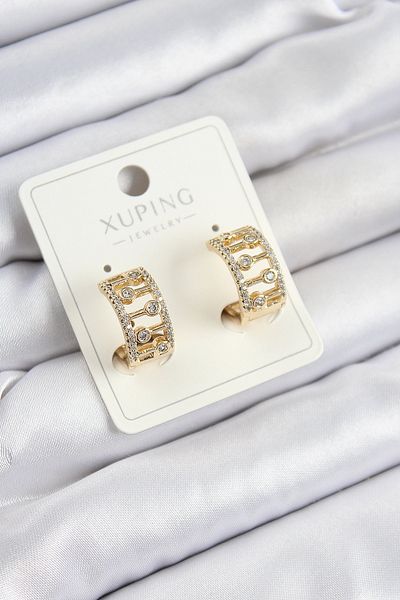 SeyCey.co Xuping Zircon Stone Fence Ring Model Gold Color Women's Earrings