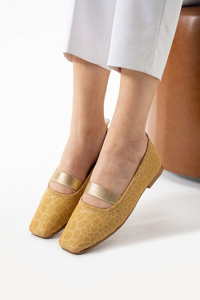 Mepa Ayakkabı Ahmy Single Strap Elastic Mustard Casual Women's Ballerinas
