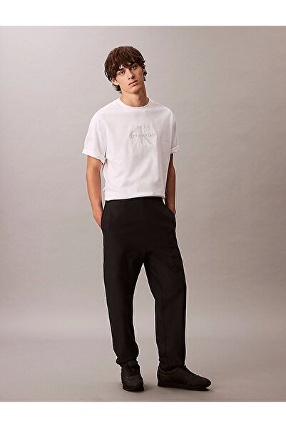 Calvin Klein بنطلون رياضي رجالي فاخر من قماش التيري مع شعار مونوغرام