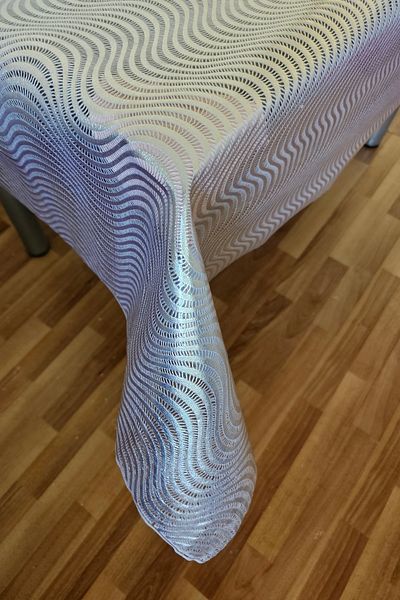 Rona Home Silver Parallel Stripes Transparent Pvc Tablecloth Erasable Oilcloth Table Cloth Luxury Straw Waterproof.