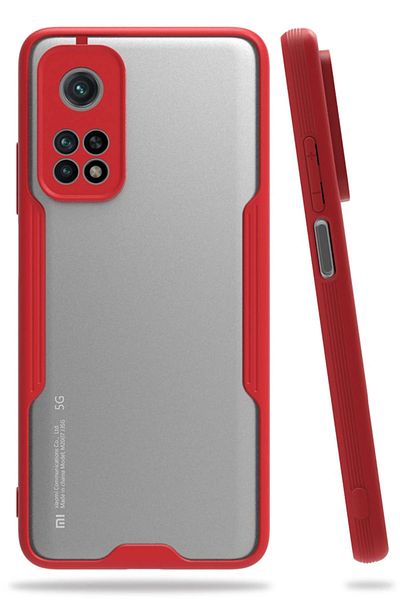 CepteToptan جراب هاتف Xiaomi Mi 10T Pro من السيليكون البلاتيني - أحمر - MKİ9543-8919