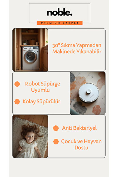 Liriya Dijital Bukleli Bohem Desen Oturma Odası Halısı Salon Halısı Mutfak Halısı Çocuk Odası Halı Yolluk