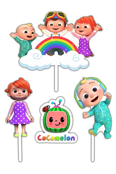 Bloom Atelier Cocomelon Cake Figurines, Set of 4 Cake Accessories, Cake Decoration Accessories, Cake Decorations