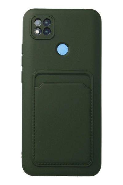 CepteToptan حافظة هاتف Xiaomi Redmi 9C من السيليكون مع بطاقة عمل كلفن - أخضر داكن - MKİ2045-5884