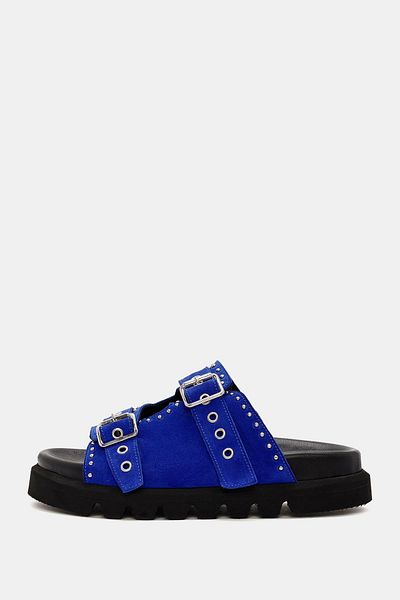 Bestyle Zley Women's Sax Iron Buckle Real Leather Slippers