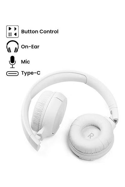 JBL سماعات Tune 510Bt اللاسلكية فوق الأذن - صوت جهير نقي - بطارية تدوم حتى 40 ساعة - شحن سريع - منفذ USB Type-C سريع
