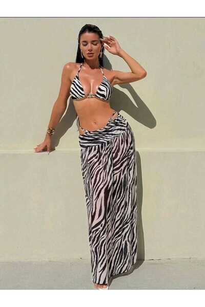 BF Bikini Fashion Sandazo Zebra Bikini Pareo Set