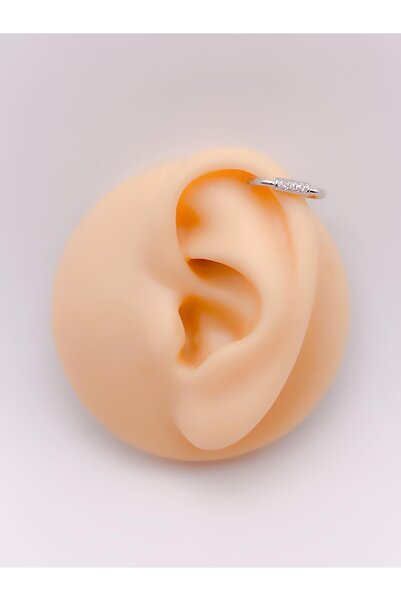 Trinos Cerrrahi Çelik Piercing ( Pirsing ) Zirkon Taşlı Dikdörtgen Conch Helix Piercing (1adet)