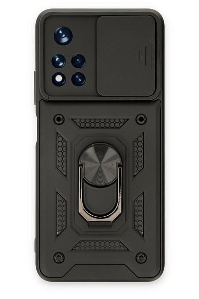 CepteToptan حافظة هاتف Xiaomi Poco M4 Pro 5G من السيليكون مع حلقة عدسة Pars - أسود - MKİ1696-1856