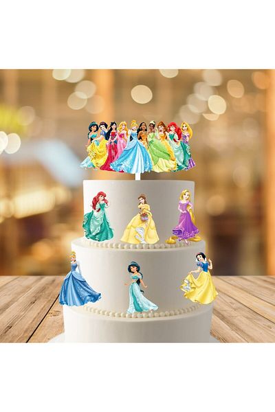 Bloom Atelier Disney Princess Cake Topper, Set of 7 Cake Accessories, Cake Topper Accessories, Cake Decorations