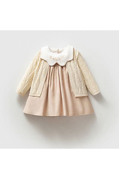 NoyNoy Baby Noynoy Girl Knitwear Cardigan Velvet Dress