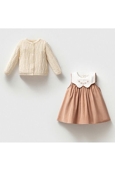 NoyNoy Baby Noynoy Girl Knitwear Cardigan Velvet Dress